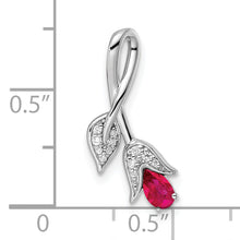 Load image into Gallery viewer, 14k White Gold Ruby and Diamond Floral Chain Slide
