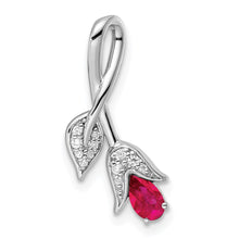 Load image into Gallery viewer, 14k White Gold Ruby and Diamond Floral Chain Slide
