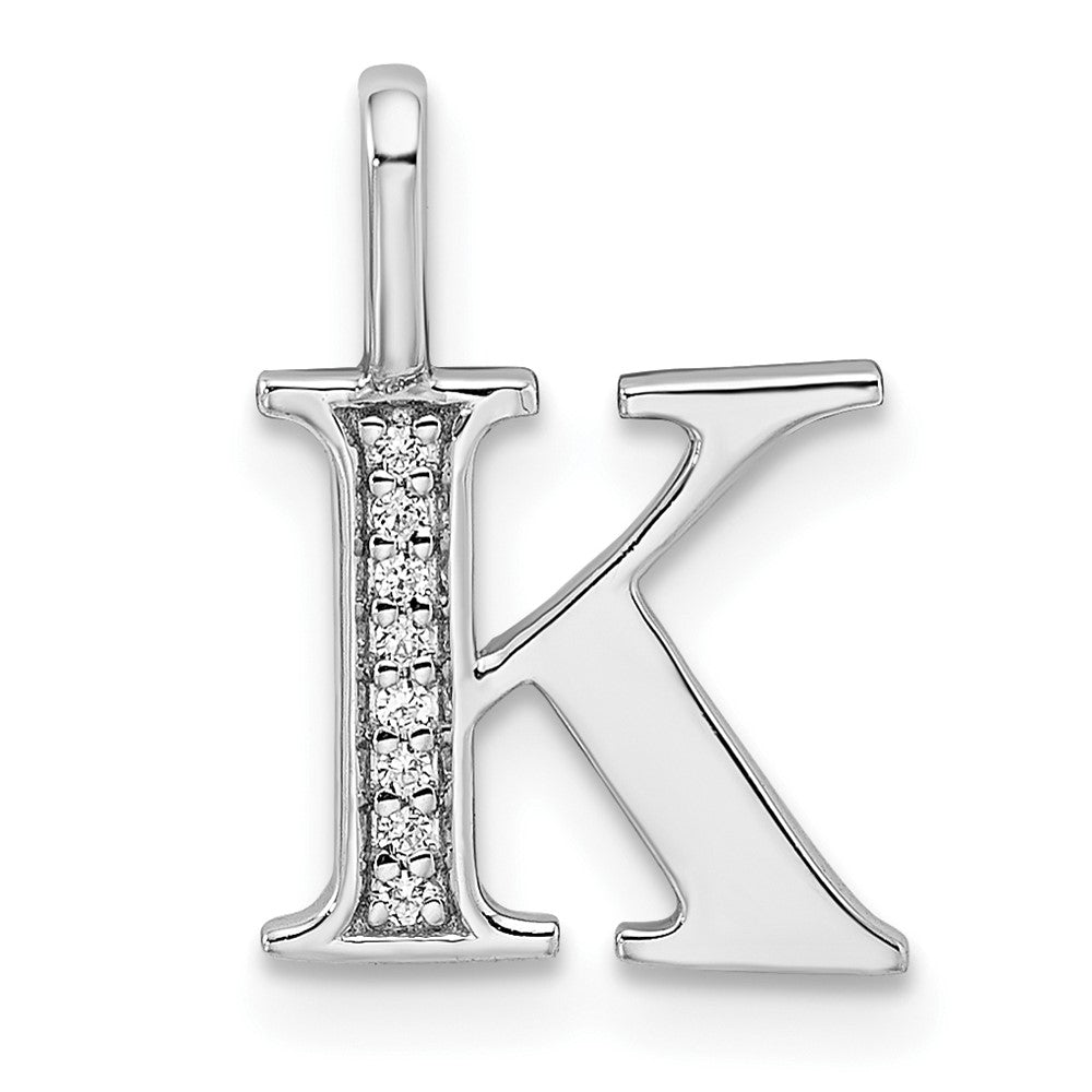 14K White Gold Diamond Letter K Initial Pendant