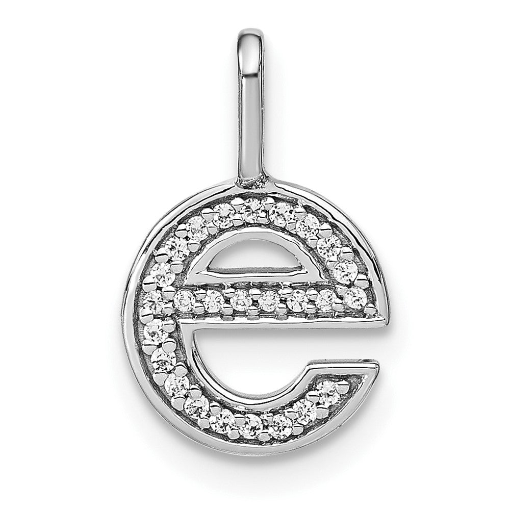 14K White Gold Diamond Lower Case Letter E Initial Pendant