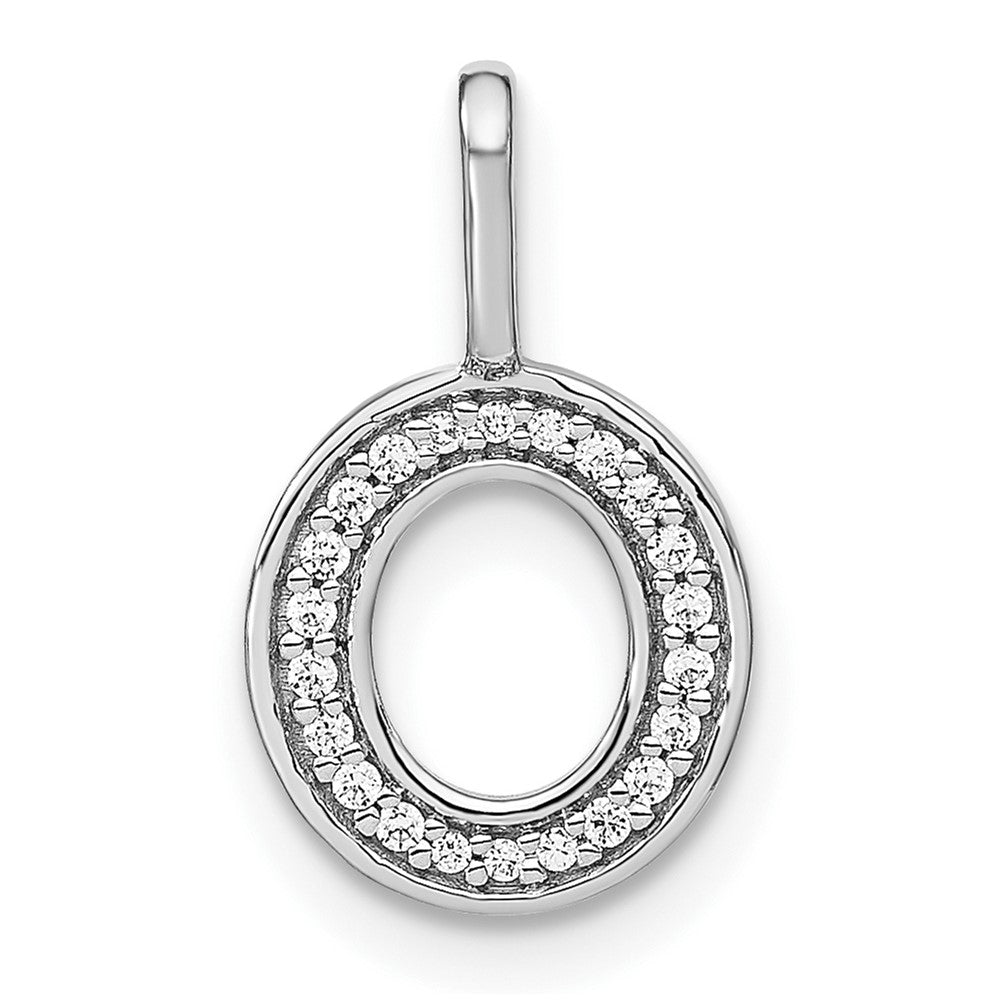 14K White Gold Diamond Lower Case Letter O Initial Pendant