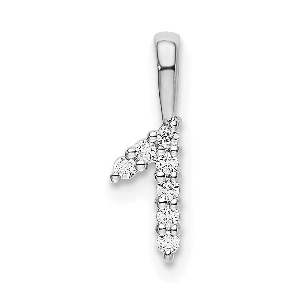 14k White Gold Diamond Number 1 Pendant