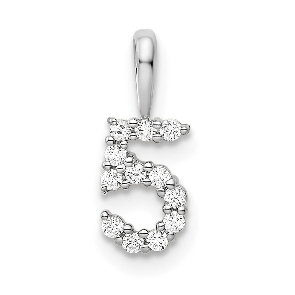 14k White Gold Diamond Number 5 Pendant