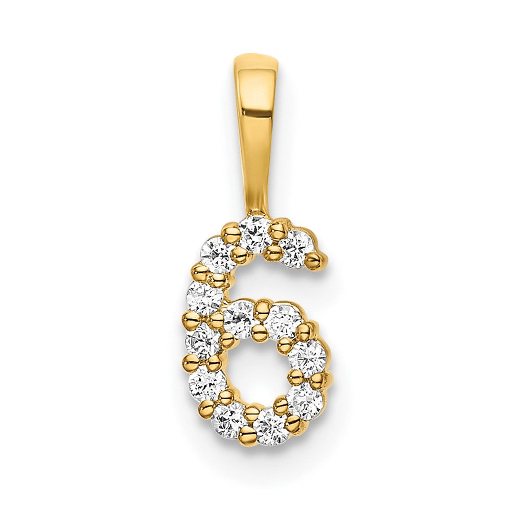 14K Diamond Number 6 Pendant