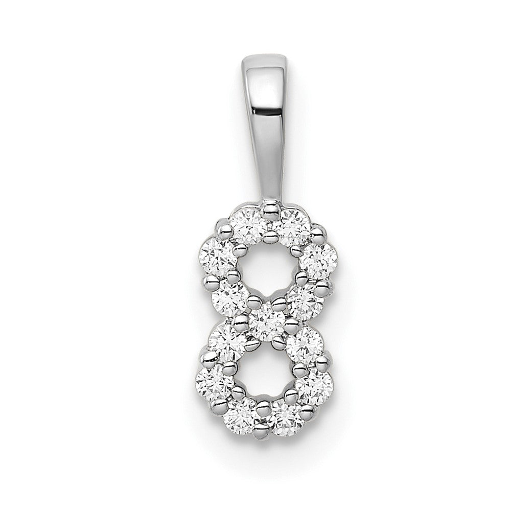 14k White Gold Diamond Number 8 Pendant