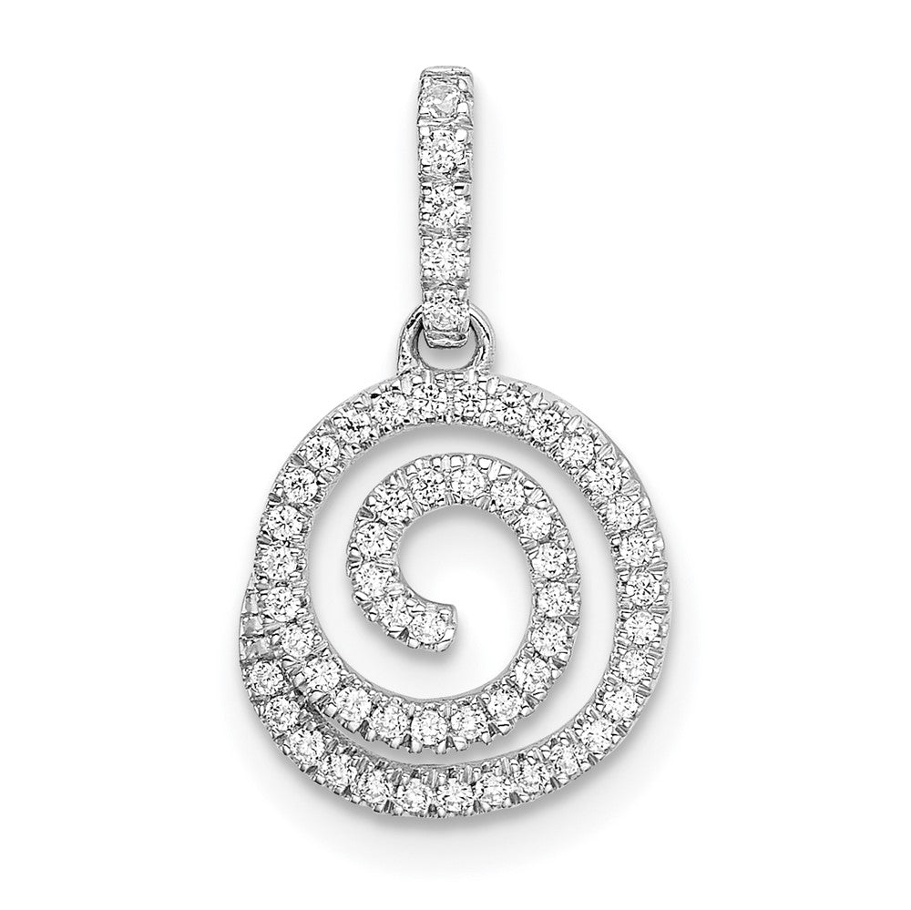 14k White Gold Circle Swirl Diamond Pendant