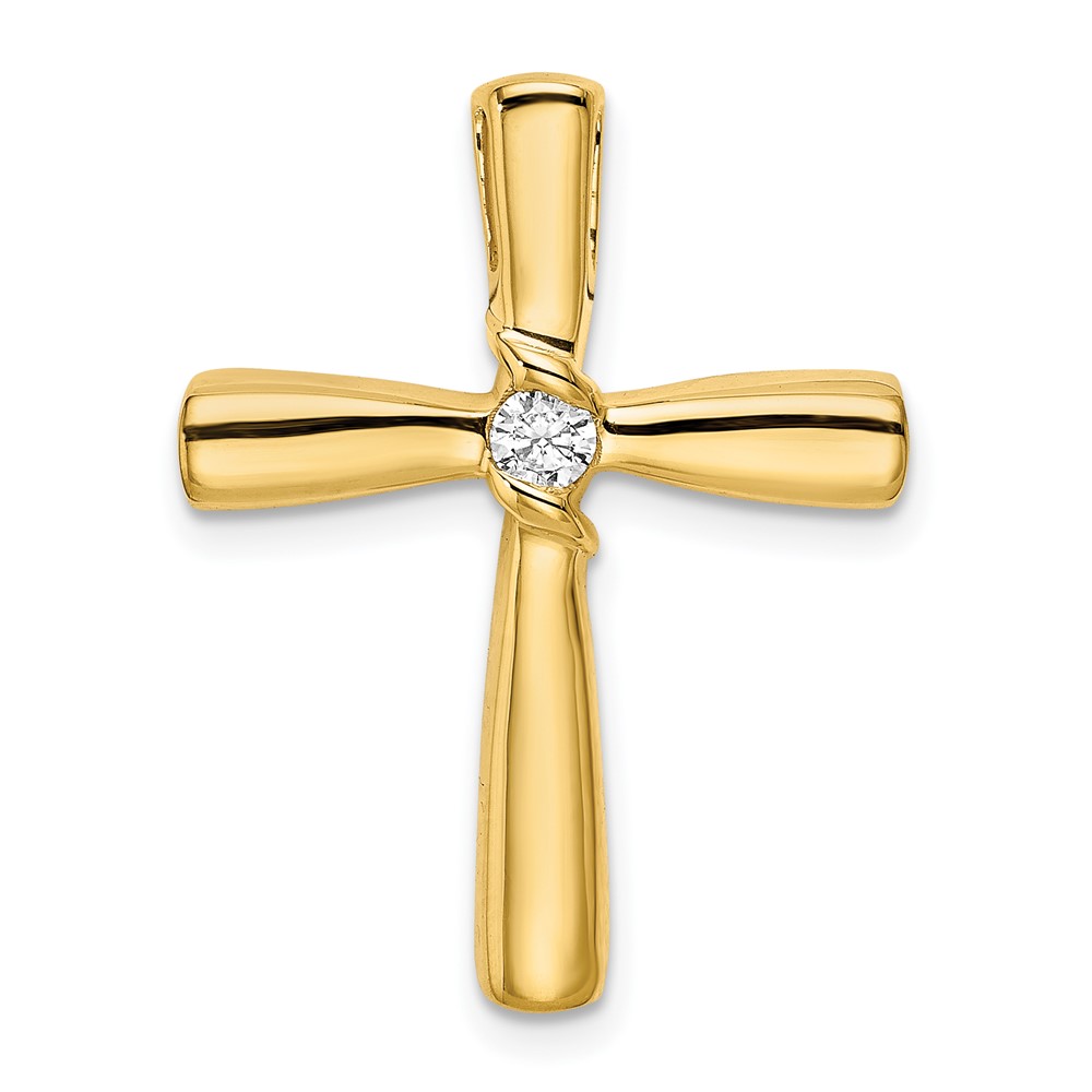 14k Polished Diamond Cross Chain Slide