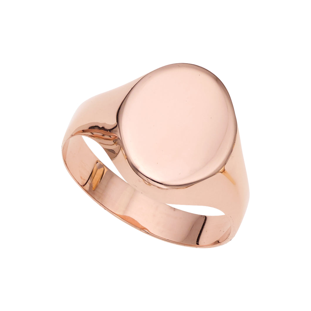 14K Gold Polished Oval Signet Ring
