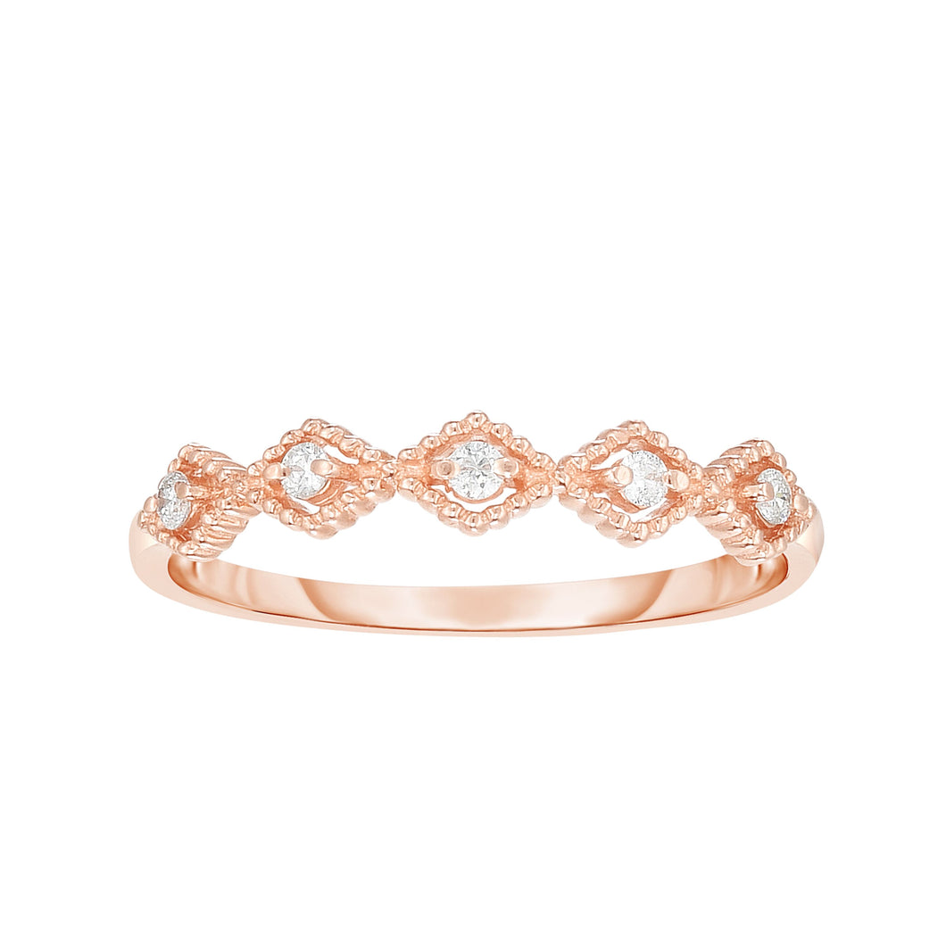 14K Gold .08ct Diamond Kite Shape Stackable Ring