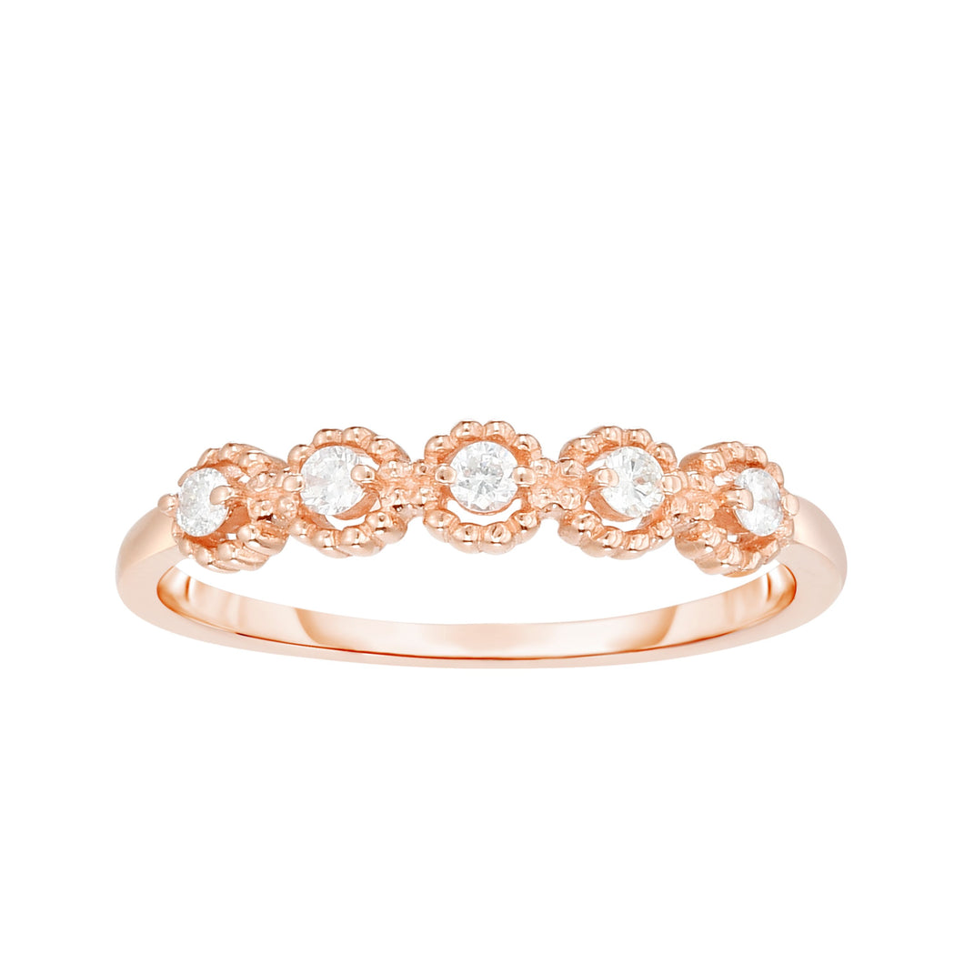 14K Gold .08ct Diamond Round Shape Stackable Ring