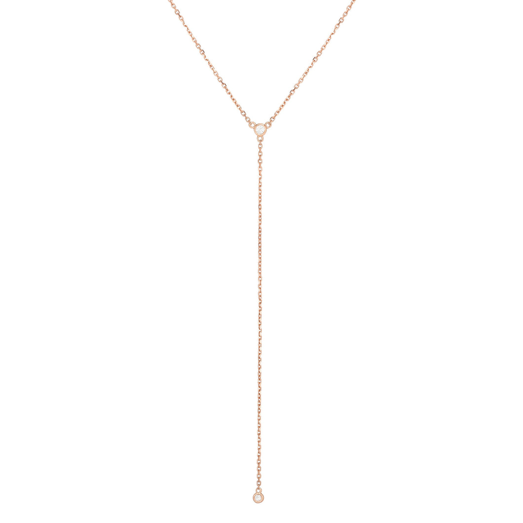14K Gold .10ct Diamond Y Necklace