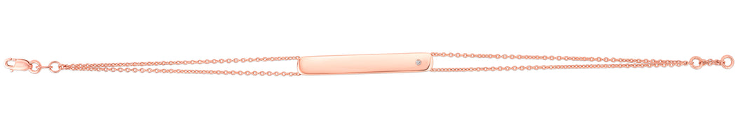 14K Gold Diamond Engravable Bar Bracelet