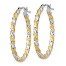 Load image into Gallery viewer, 14k Yellow Gold &amp; White Rhodium Twisted Hoop Earrings
