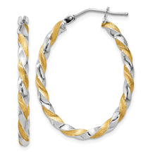 Load image into Gallery viewer, 14k Yellow Gold &amp; White Rhodium Twisted Hoop Earrings
