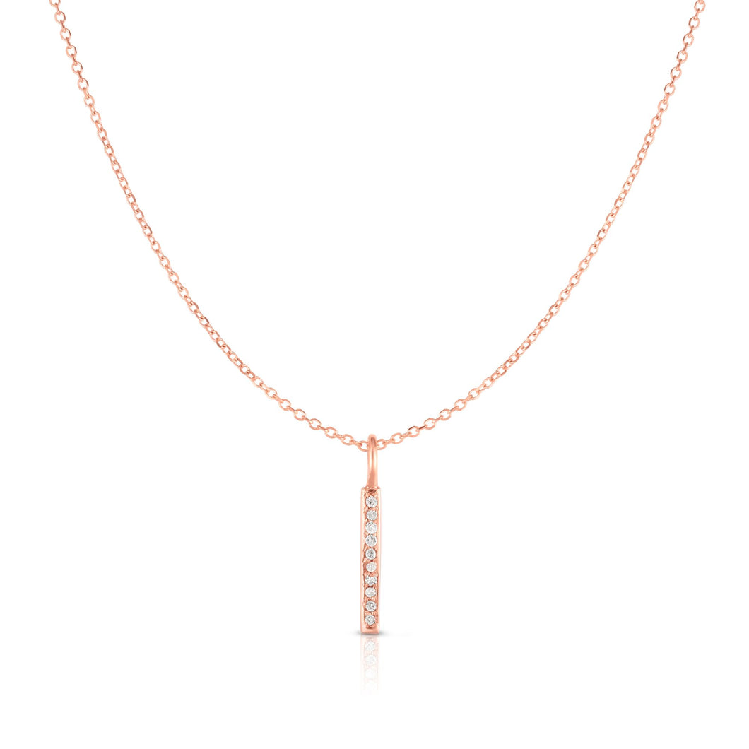 14K Gold .06ct Diamond Bar Necklace