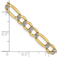 Load image into Gallery viewer, 14k 5.25mm Semi-solid with Rhodium Pav? Figaro Chain
