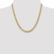 Load image into Gallery viewer, 14k 6.75mm Semi-solid with Rhodium Pav? Curb Chain
