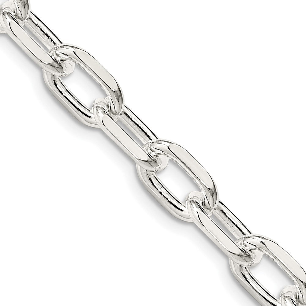 Sterling Silver 7.5mm Diamond-cut Long Link Cable Chain