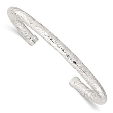 Load image into Gallery viewer, Sterling Silver Polished Textured Cuff Bangle
