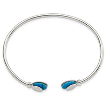 Load image into Gallery viewer, Sterling Silver Polished Reconstituted Turquoise Flexible Cuff Bangle
