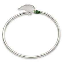 Load image into Gallery viewer, Sterling Silver Polished Enameled Lily Flexible Bangle
