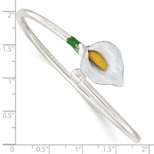 Load image into Gallery viewer, Sterling Silver Polished Enameled Lily Flexible Bangle
