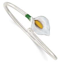 Load image into Gallery viewer, Sterling Silver Polished Enameled Lily Flexible Bangle
