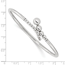 Load image into Gallery viewer, Sterling Silver Rhodium-plated Polished Beaded Flexible Bangle
