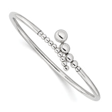 Load image into Gallery viewer, Sterling Silver Rhodium-plated Polished Beaded Flexible Bangle
