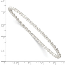 Load image into Gallery viewer, Sterling Silver Polished and Textured Twisted 3mm Slip-on Bangle
