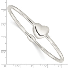 Load image into Gallery viewer, Sterling Silver Polished Heart Hinged Bangle
