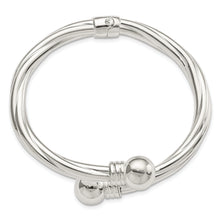 Load image into Gallery viewer, Sterling Silver Polished Twist Patterned Hinged Bangle
