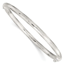Load image into Gallery viewer, Sterling Silver Polished Textured Hinged Bangle
