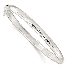 Load image into Gallery viewer, Sterling Silver Polished Textured Hinged Bangle
