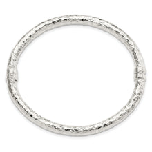 Load image into Gallery viewer, Sterling Silver Polished Textured Hinged Bangle
