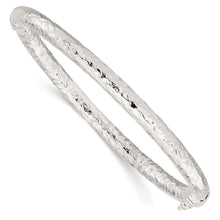 Load image into Gallery viewer, Sterling Silver Polished Textured Hinged Bangle
