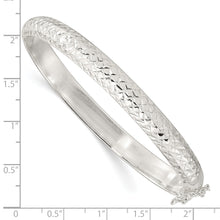 Load image into Gallery viewer, Sterling Silver Polished and D/C 7.00mm Hinged  Bangle
