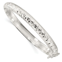Load image into Gallery viewer, Sterling Silver Polished and D/C 7.25mm Hinged  Bangle

