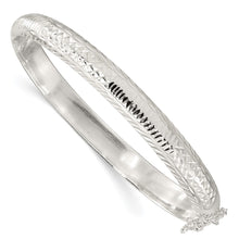 Load image into Gallery viewer, Sterling Silver Polished and D/C 7.25mm Hinged  Bangle
