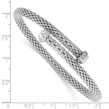 Load image into Gallery viewer, Sterling Silver Rhodium-plated Polished CZ Flexible Cuff Bangle
