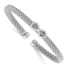 Load image into Gallery viewer, Sterling Silver Rhodium-plated Polished CZ Infinity Flexible Cuff Bangle

