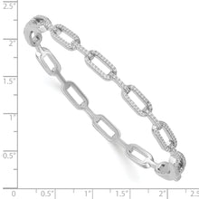 Load image into Gallery viewer, Sterling Silver Rhodium-plated CZ Hinged Bangle

