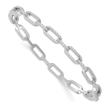 Load image into Gallery viewer, Sterling Silver Rhodium-plated CZ Hinged Bangle
