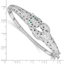 Load image into Gallery viewer, Sterling Silver Rhodium-plated Polished CZ Cheetah Hinged Bangle
