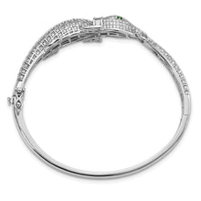 Load image into Gallery viewer, Sterling Silver Rhodium-plated Polished CZ Alligator Hinged Bangle
