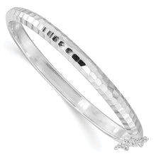 Load image into Gallery viewer, Sterling Silver Polished and D/C 5.00mm Hinged Kids Bangle
