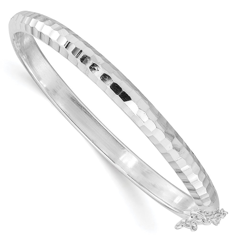 Sterling Silver Polished and D/C 5.00mm Hinged Kids Bangle