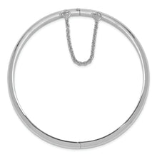 Load image into Gallery viewer, Sterling Silver Rhodium-plated 5mm w/Chain Hinged Bangle

