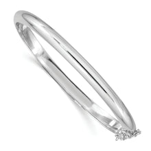Load image into Gallery viewer, Sterling Silver Rhodium-plated 5mm w/Chain Hinged Bangle
