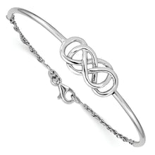 Load image into Gallery viewer, Sterling Silver Rhodium-plated Double Infinity Symbol Bangle Bracelet
